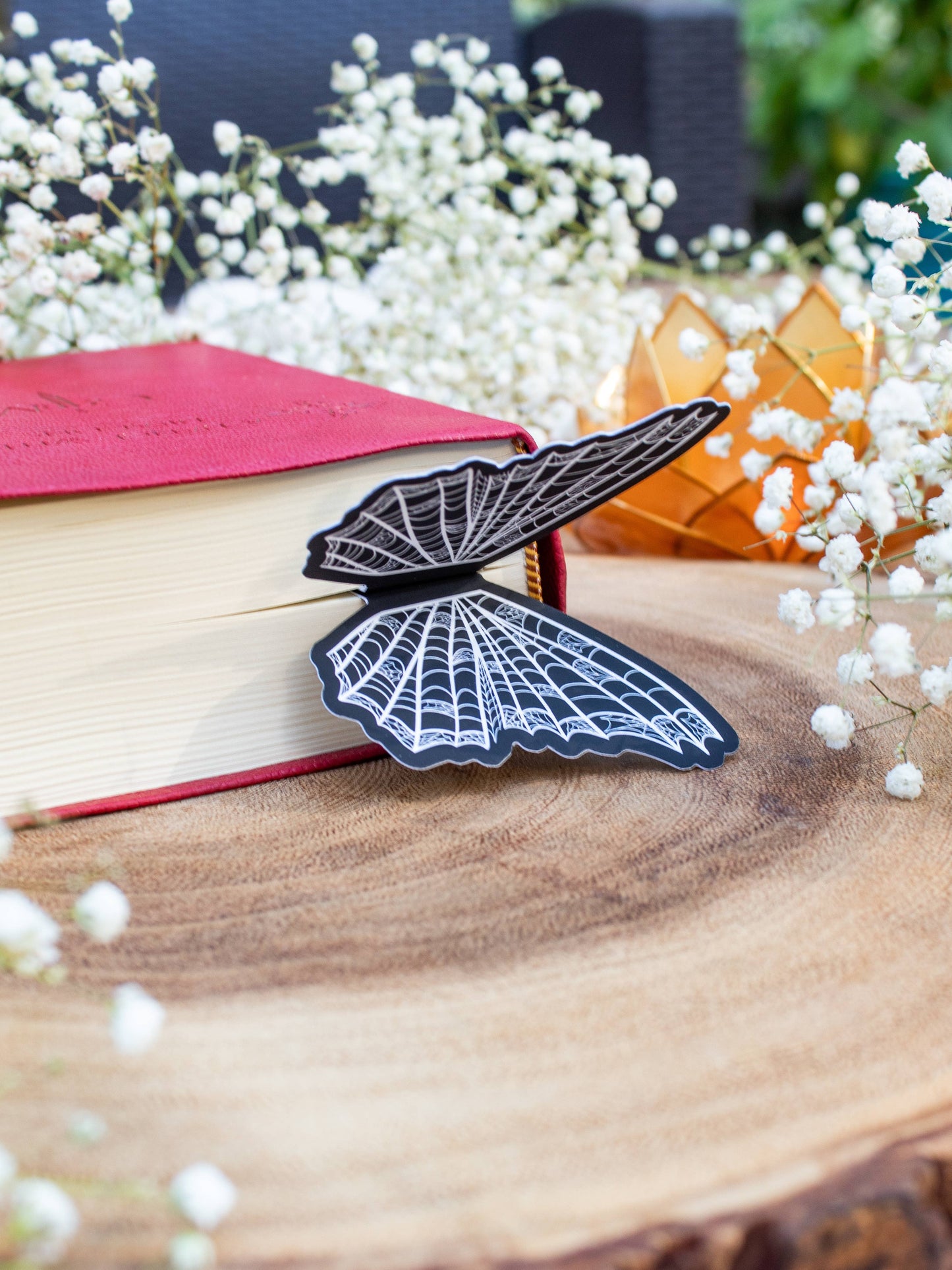 3D Spooky Spiderweb Butterfly Wings Bookmark