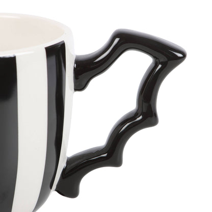 Gothic Striped Bat Wing Halloween Teacup