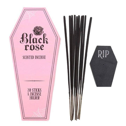 Black Rose Incense Sticks with Coffin Holder