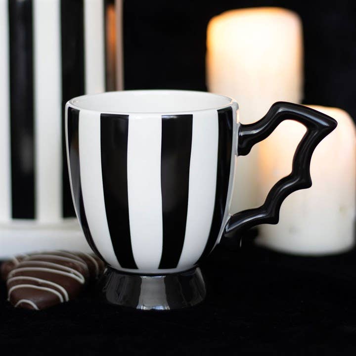 Gothic Striped Bat Wing Halloween Teacup