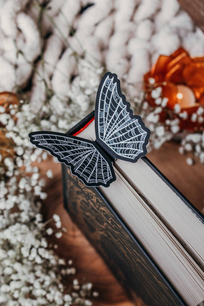 3D Spooky Spiderweb Butterfly Wings Bookmark