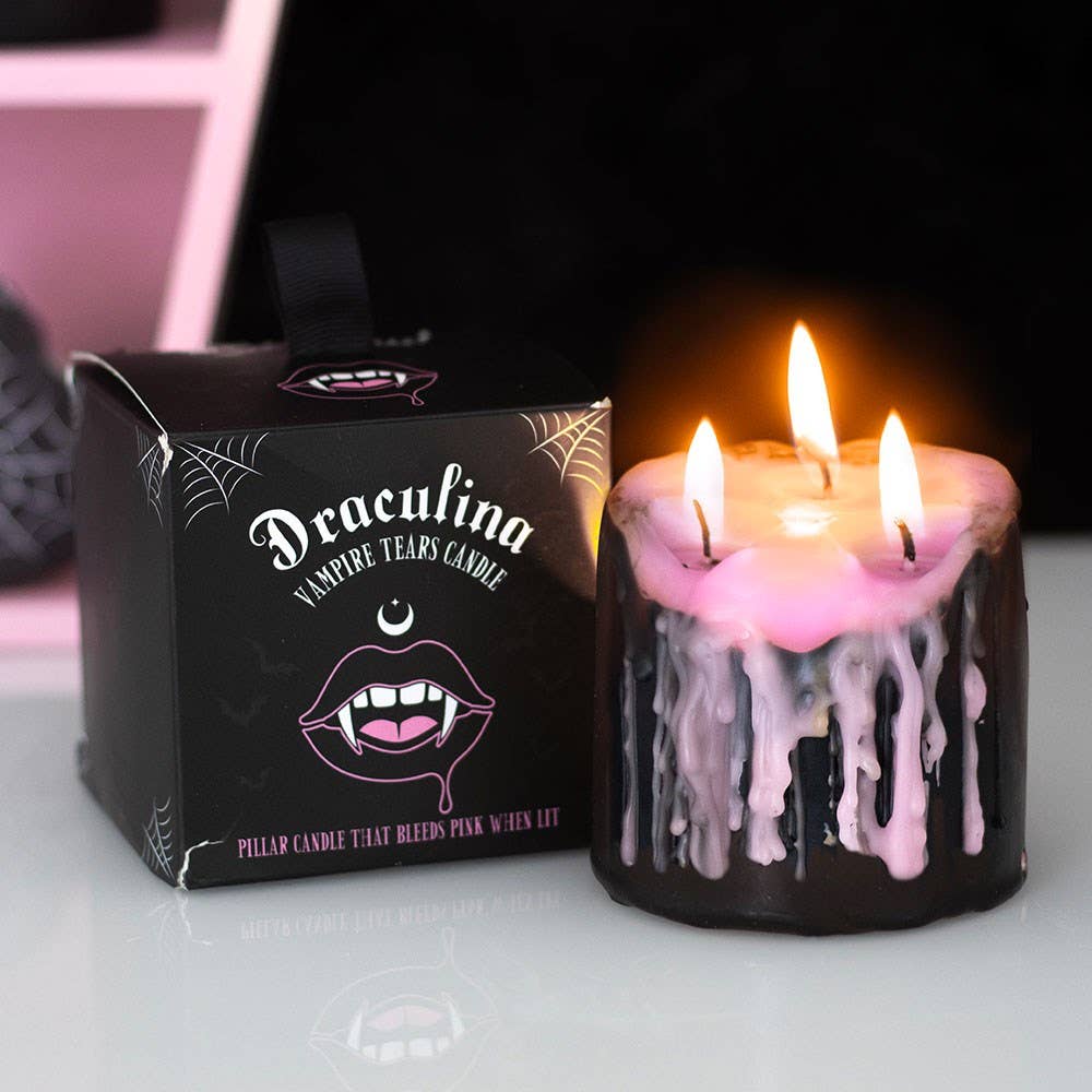 Pink Vampire Tears Bleeding Pillar Candle