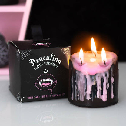 Pink Vampire Tears Bleeding Pillar Candle