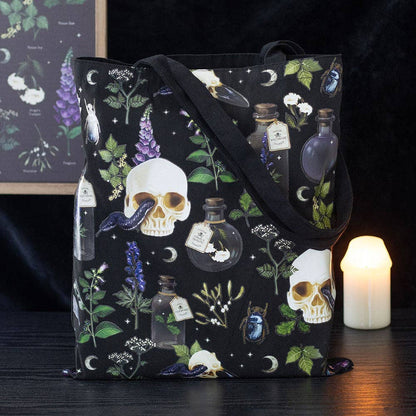 Venom & Vines Gothic Skull Tote Bag