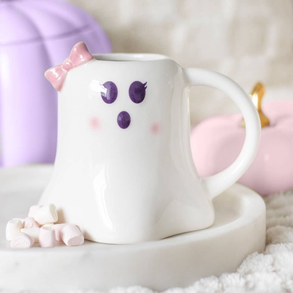 Mrs Boo Ghost Mug with Bow